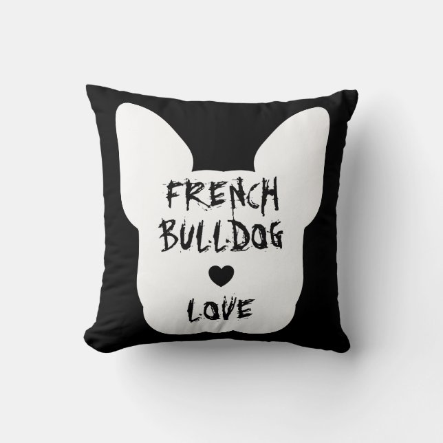 Coussin Amour de nez noir Visage Abstrait Bouledogue Franç (Recto)