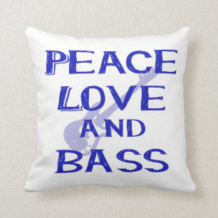 Coussin amour de paix et guitare bleue du bernice W de
