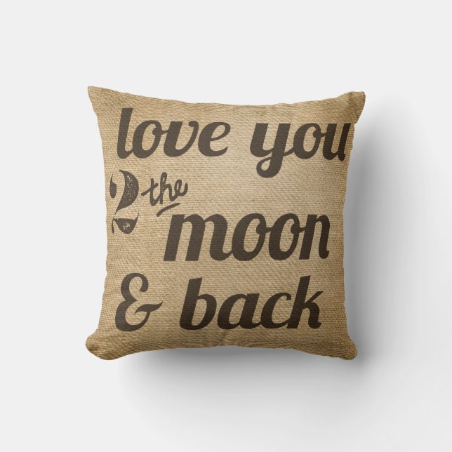 Coussin Amour de toile de jute vous 2 de lune la coutume (Recto)