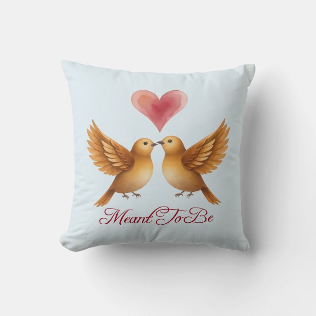 Coussin Amour d'oiseaux de cœur destinés à être pour l'ann (Recto)
