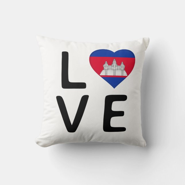 Coussin Amour - Drapeau du Cambodge (Recto)