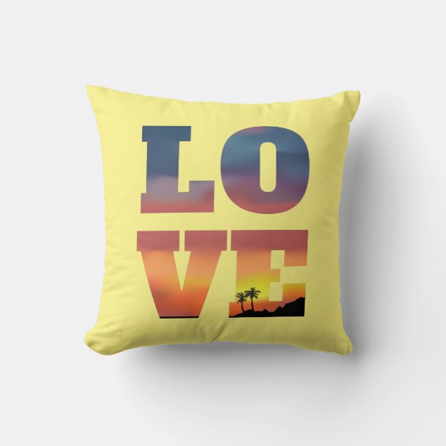 Coussin Amour du coucher de soleil tropical (Recto)