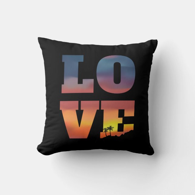 Coussin Amour du coucher de soleil tropical (Recto)