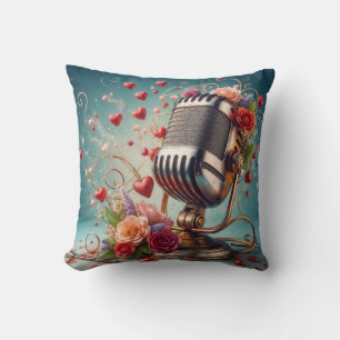 Coussin Amour et chanson Microphone à l'ancienne