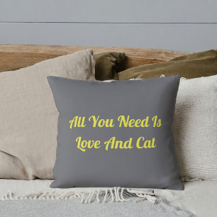 Coussin Amour Et Chat Personnalisé Citation Gray