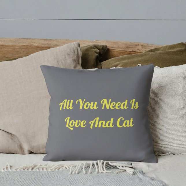 Coussin Amour Et Chat Personnalisé Citation Gray (Créateur téléchargé)
