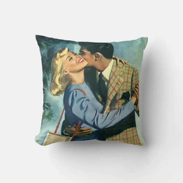 Coussin Amour et romance vintage, danse de Noël (Recto)