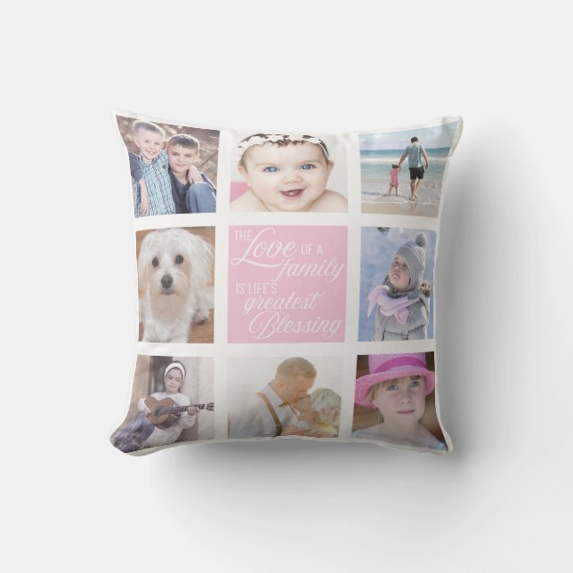 Coussin Amour familial | 8 photos Carrés (Recto)