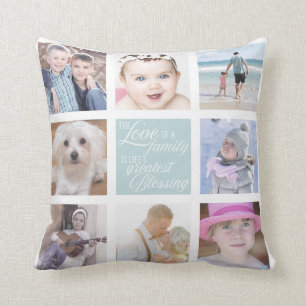 Coussin Amour familial   8 Photos Carrés Couleur personnal