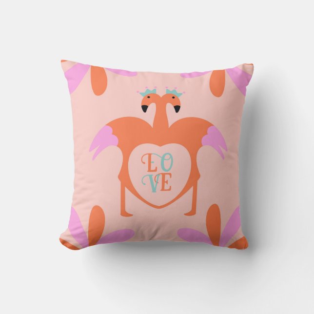Coussin Amour Flamant rose personnalisé (Recto)