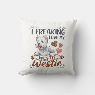 Coussin Amour fou de coeurs et de pattes de chien Westie_1