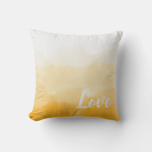 Coussin Amour jaune doré aquarelle