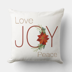 Coussin Amour Joie paix Noël poinsettia