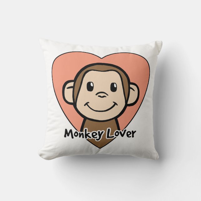 Coussin Amour mignon de singe de sourire de clipart (Recto)