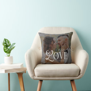 Coussin Amour Moderne M. et Mme Photo de Mariage sur Mesur