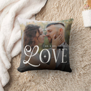 Coussin Amour Moderne Monsieur Madame Photo de mariage Cou