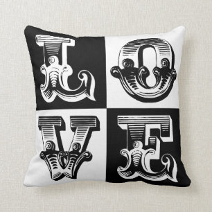Coussin Amour noir et blanc personnalisé