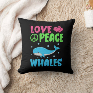 Coussin Amour Paix Baleines mignonnes Animaux de mer Balei