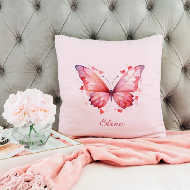 Coussin Amour papillon | Feminine | Nom personnalisé (Créateur téléchargé)