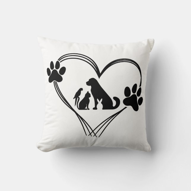 Coussin Amour Pattes d'animaux de compagnie  (Recto)