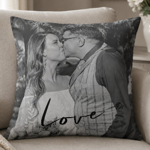 Coussin Amour Photo personnalisée en noir et blanc