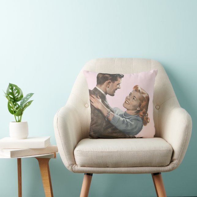 Coussin Amour Rétro Romance Jeunes Mariés Danserons-Nous? (Chaise)