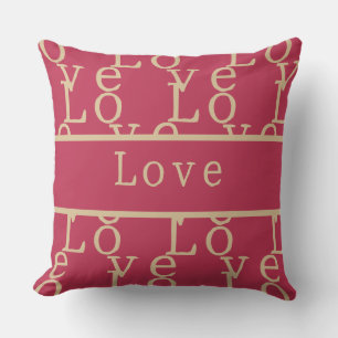 Coussin Amour   Rose chaud / Magenta Gold Typographie