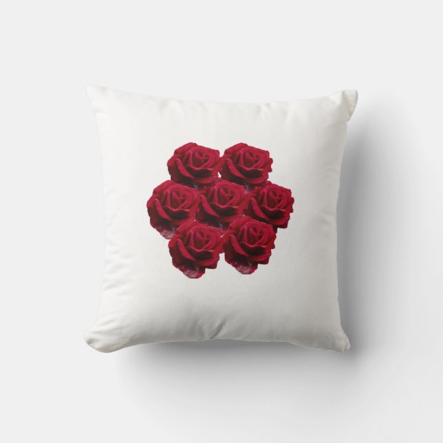 Coussin Amour. Roses rouges du jardin. (Recto)