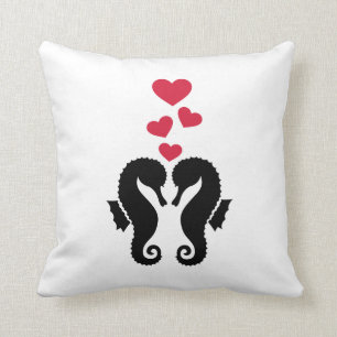 Coussin Amour rouge de coeurs d'hippocampes