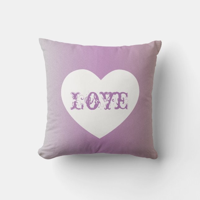 Coussin Amour Saint-Valentin Cœur Rose Blanc Lettre (Recto)