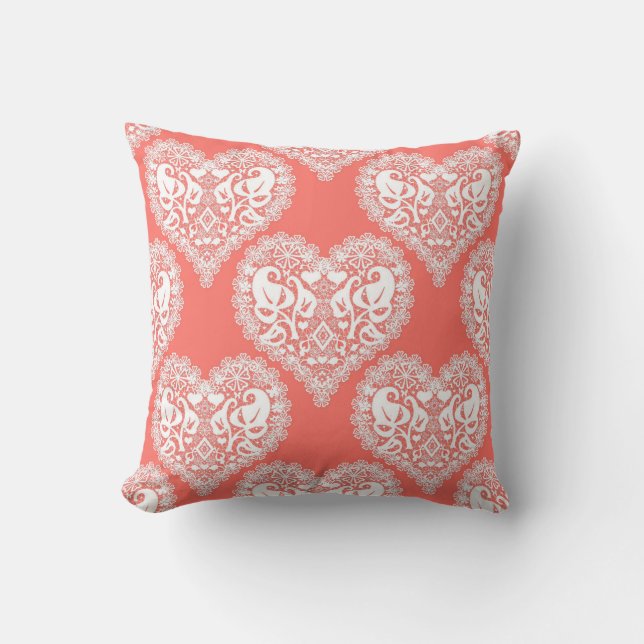 Coussin Amour sans couture Valentines Jour blanc dentelle  (Recto)