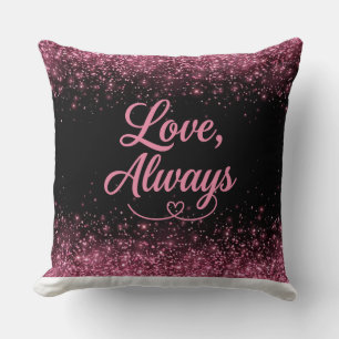Coussin Amour, Toujours Rose Paillettes Noir Romantique