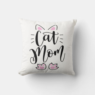 Coussin Amoureuse de Chat Mignon Rose Blanc Chat Maman Cha