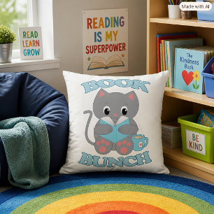 Coussin Amoureux de chats et bouquins