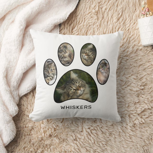 Coussin Amoureux de Chats Mignons Nom Empreinte de Patte P (Couverture)