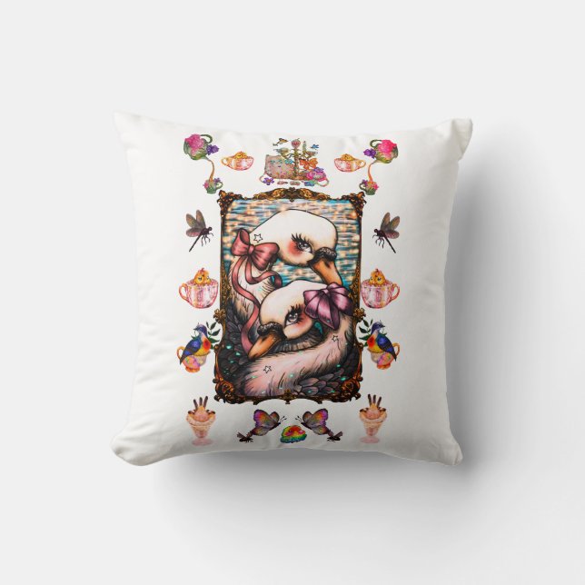Coussin Amoureux de cygnes (Recto)