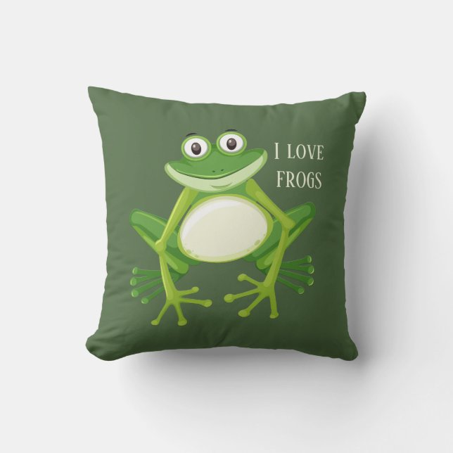 Coussin amoureux de grenouilles mignonnes ajouter du texte (Recto)