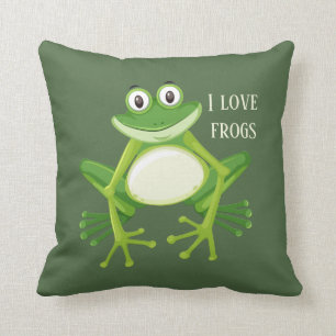 Coussin amoureux de grenouilles mignonnes ajouter du texte