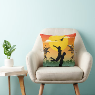 Coussin Amoureux de la Silhouette du Coucher de Soleil Cad