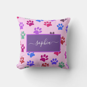Coussin Amoureux de les chats de chien mignon rose pourpre