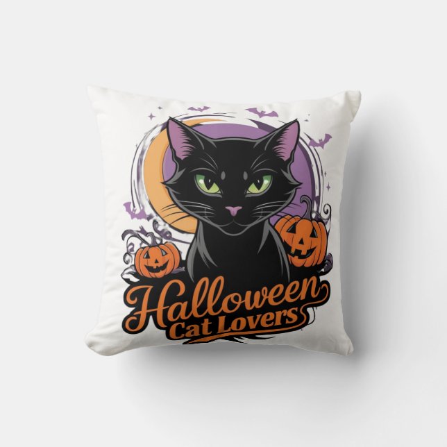 Coussin Amoureux de les chats d'Halloween (Recto)