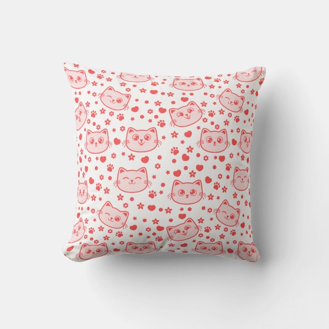 Coussin Amoureux de les chats si mignon couleur rouge (Recto)