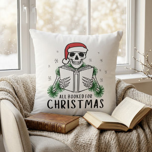 Coussin Amoureux de livres drôles Noël Lecture Squelette
