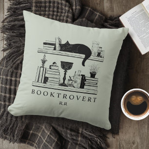 Coussin Amoureux de livres monogrammé Booktrovert