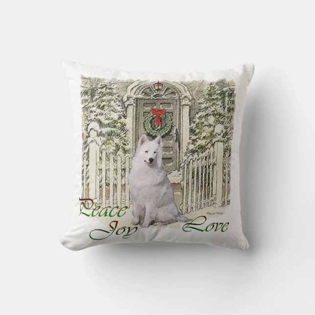 Coussin Amoureux de Samoyed Noël mignon (Recto)