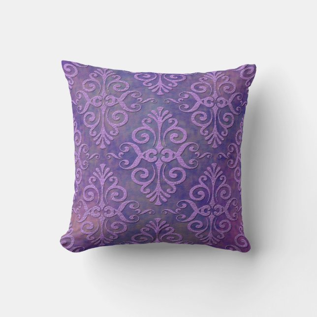 Coussin Amoureux de Violet Deux Tons Lavande Violet Damass (Recto)