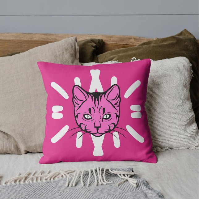 Coussin Amoureux des chats Amis des animaux Rayures blanch (Créateur téléchargé)