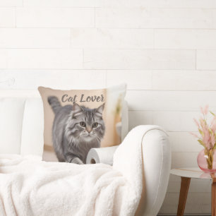 Coussin Amoureux des chats et Amoureux des chiens double c