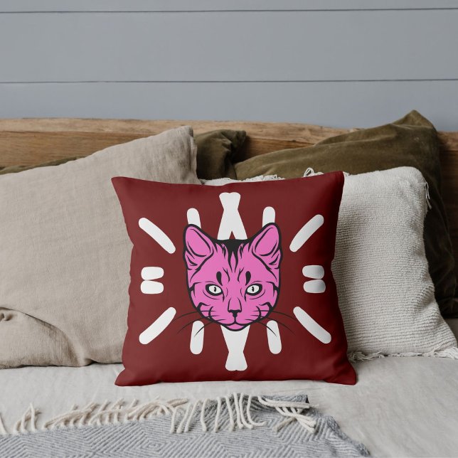 Coussin Amoureux des chats Maman d'animal Mignon Blanc Ray (Créateur téléchargé)