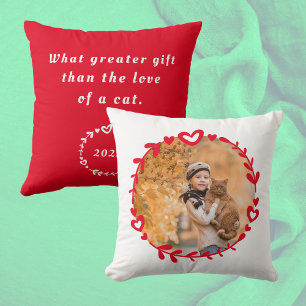 Coussin Amoureux des chats Photo et devis Rouge